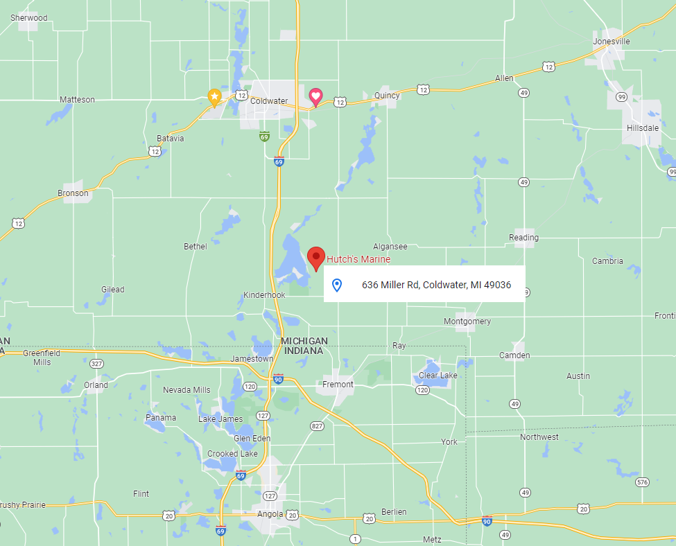 Hutch’s Marine mobile marine service area covering Coldwater Michigan Angola Indiana and surrounding lakes